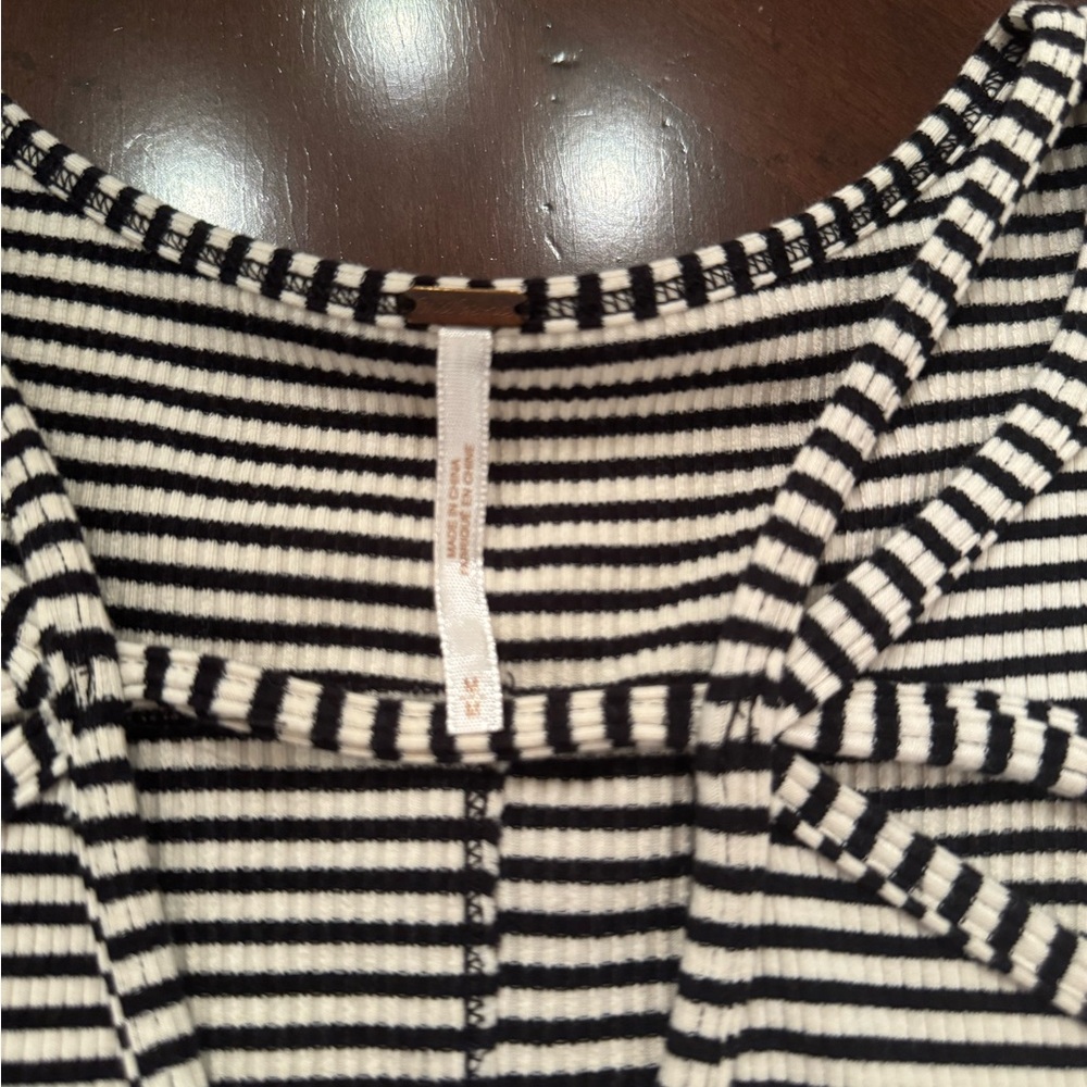 Free People Monochrome Striped Knit Top